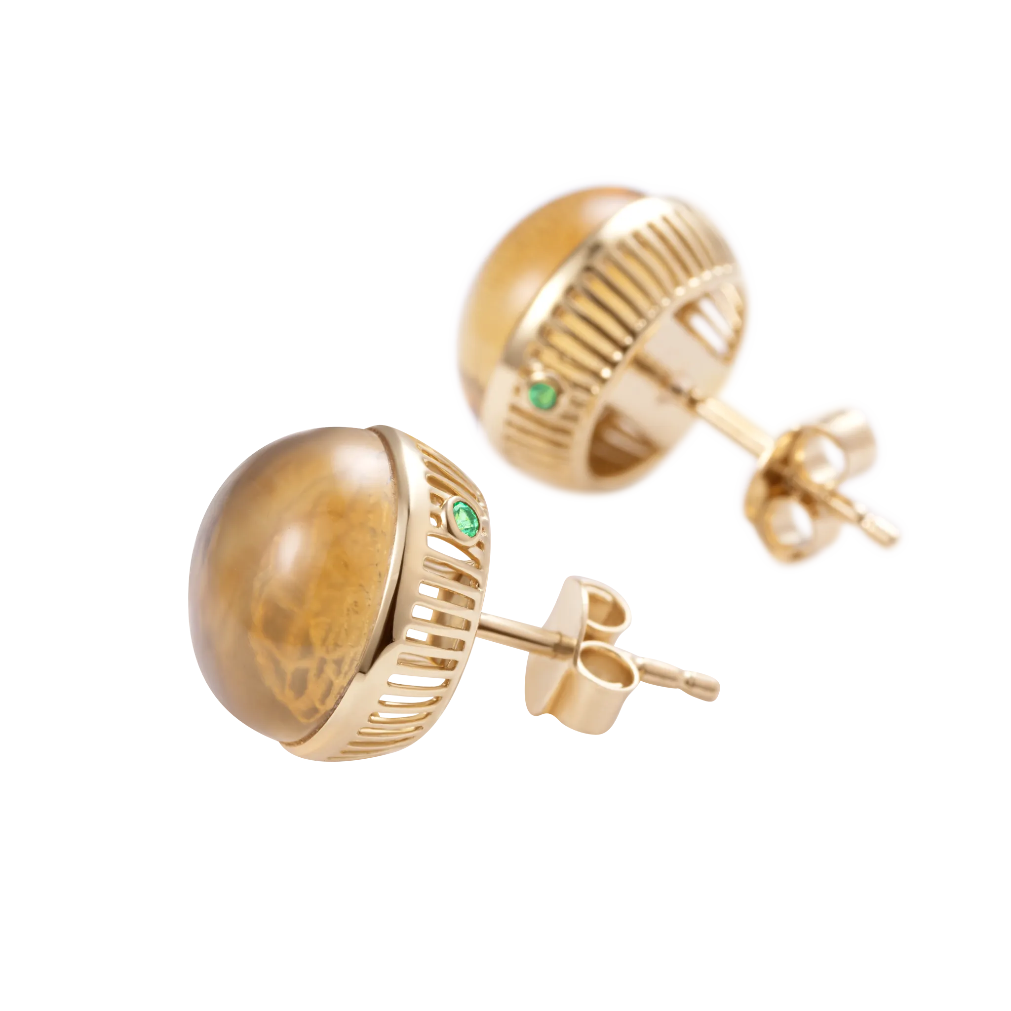 Torus Citrine Studs