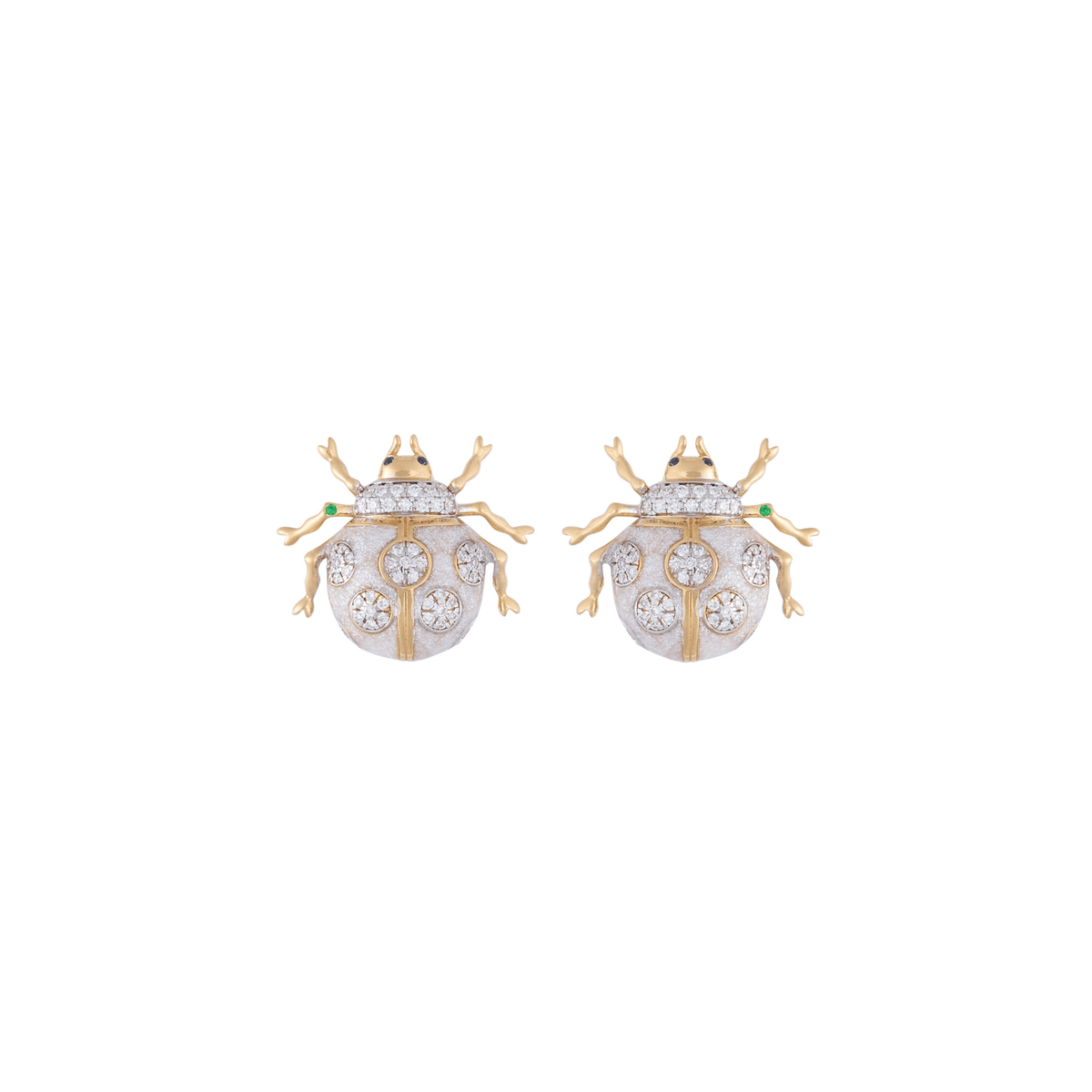 Fauna Ladybug 18k Gold Diamond Studs