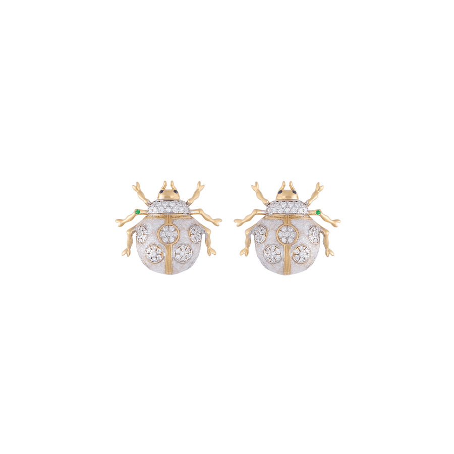 Fauna Ladybug 18k Gold Diamond Studs