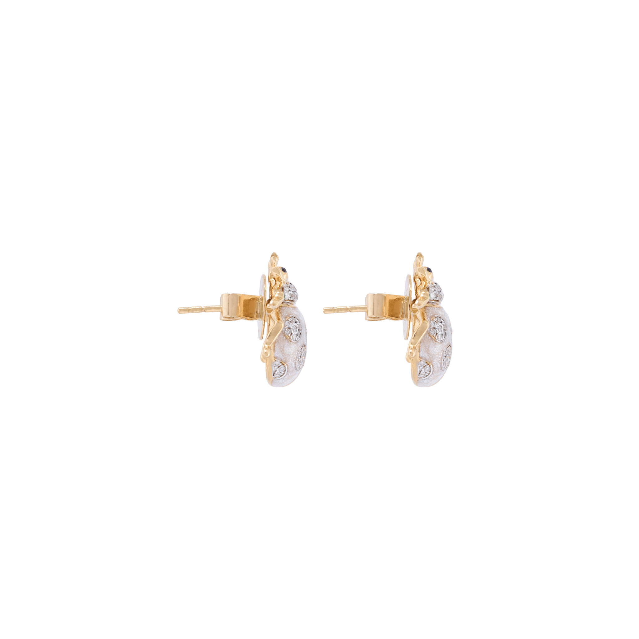 Fauna Ladybug 18k Gold Diamond Studs