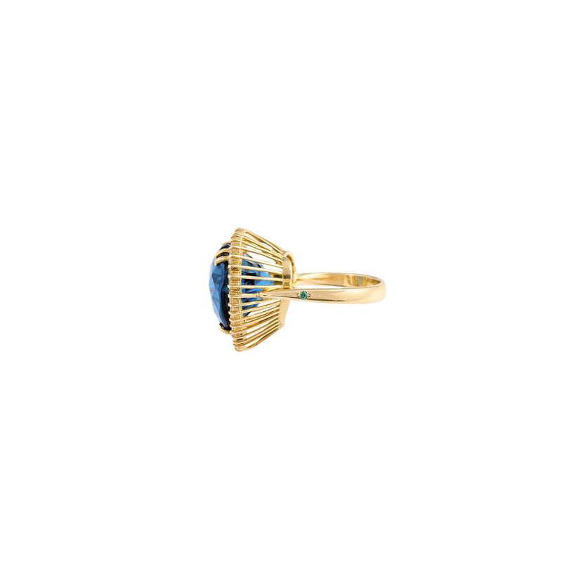 Aldo Crown Heart 18k Gold London Blue Topaz Ring