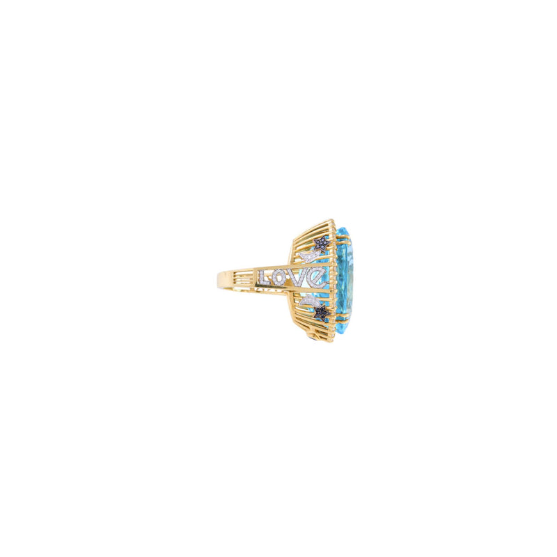 Antares 18k Gold Swiss Blue Topaz Ring
