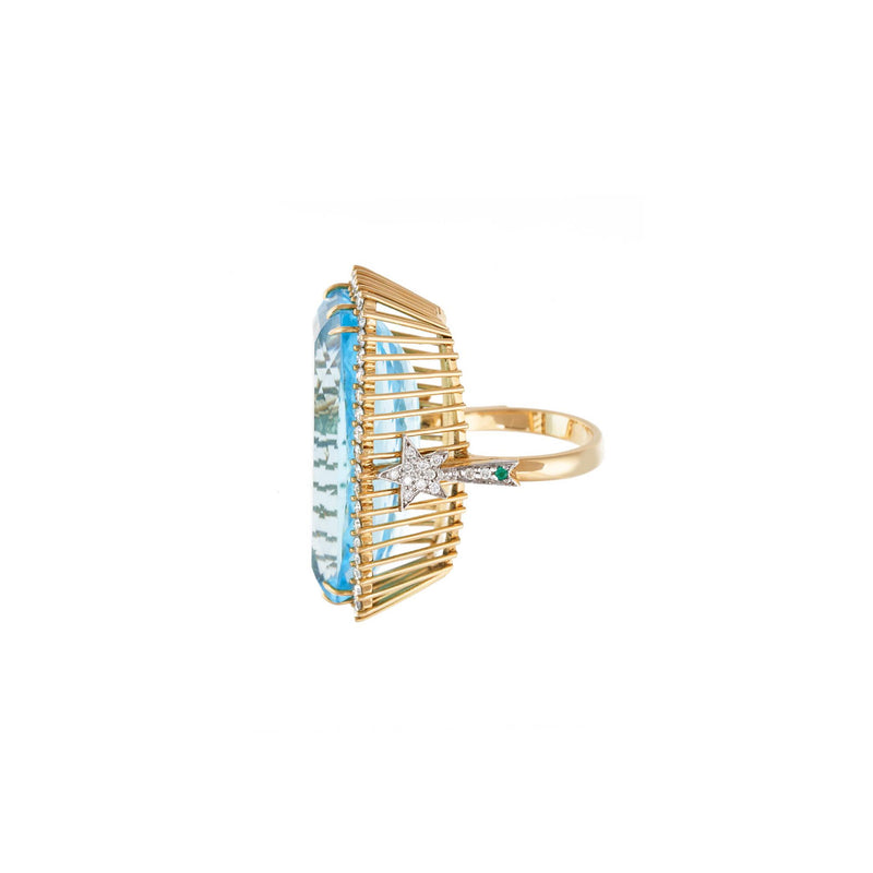 Cushion Rigel 18k Gold Swiss Blue Topaz Ring