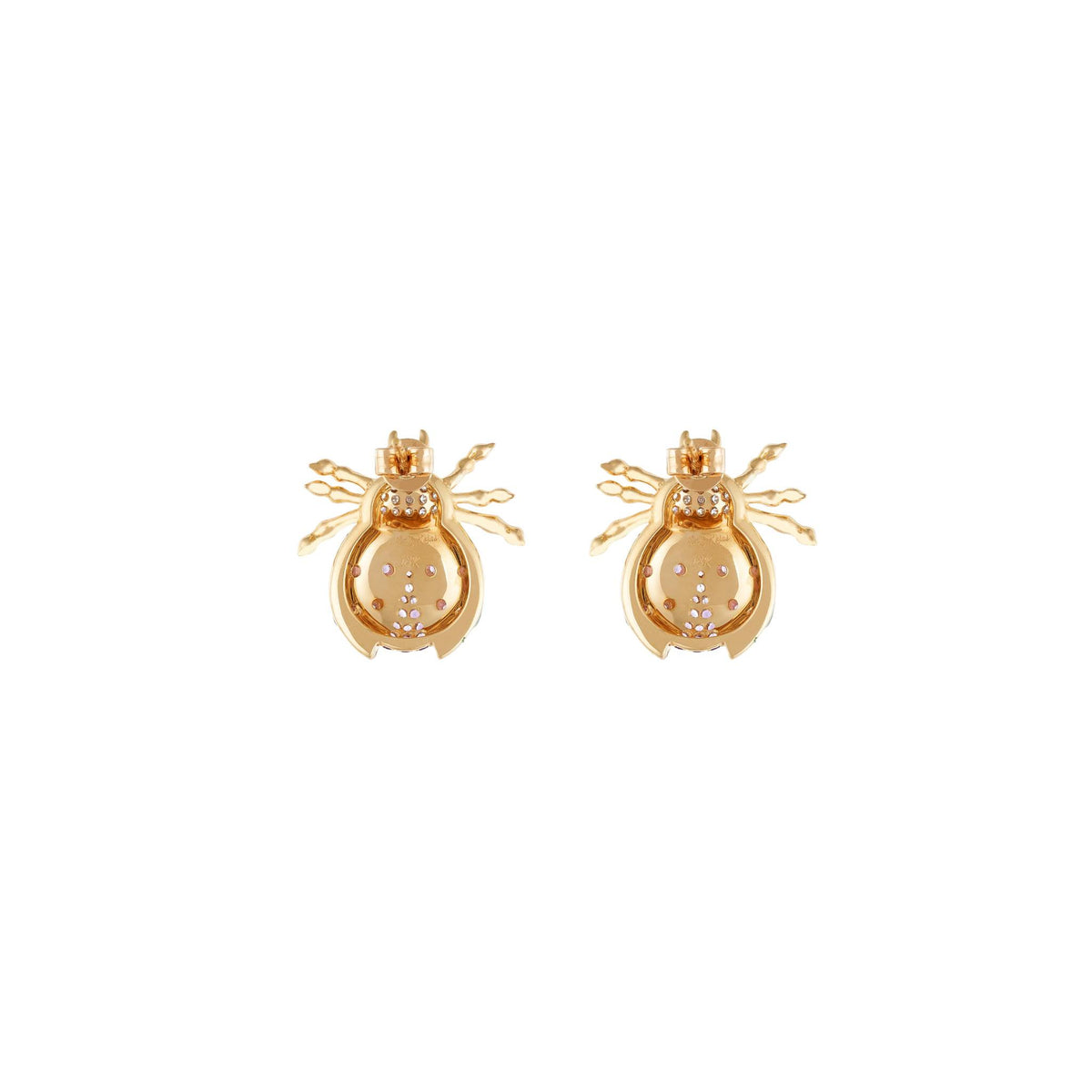 Royal Green 18k Gold Amethyst Ladybug Earrings