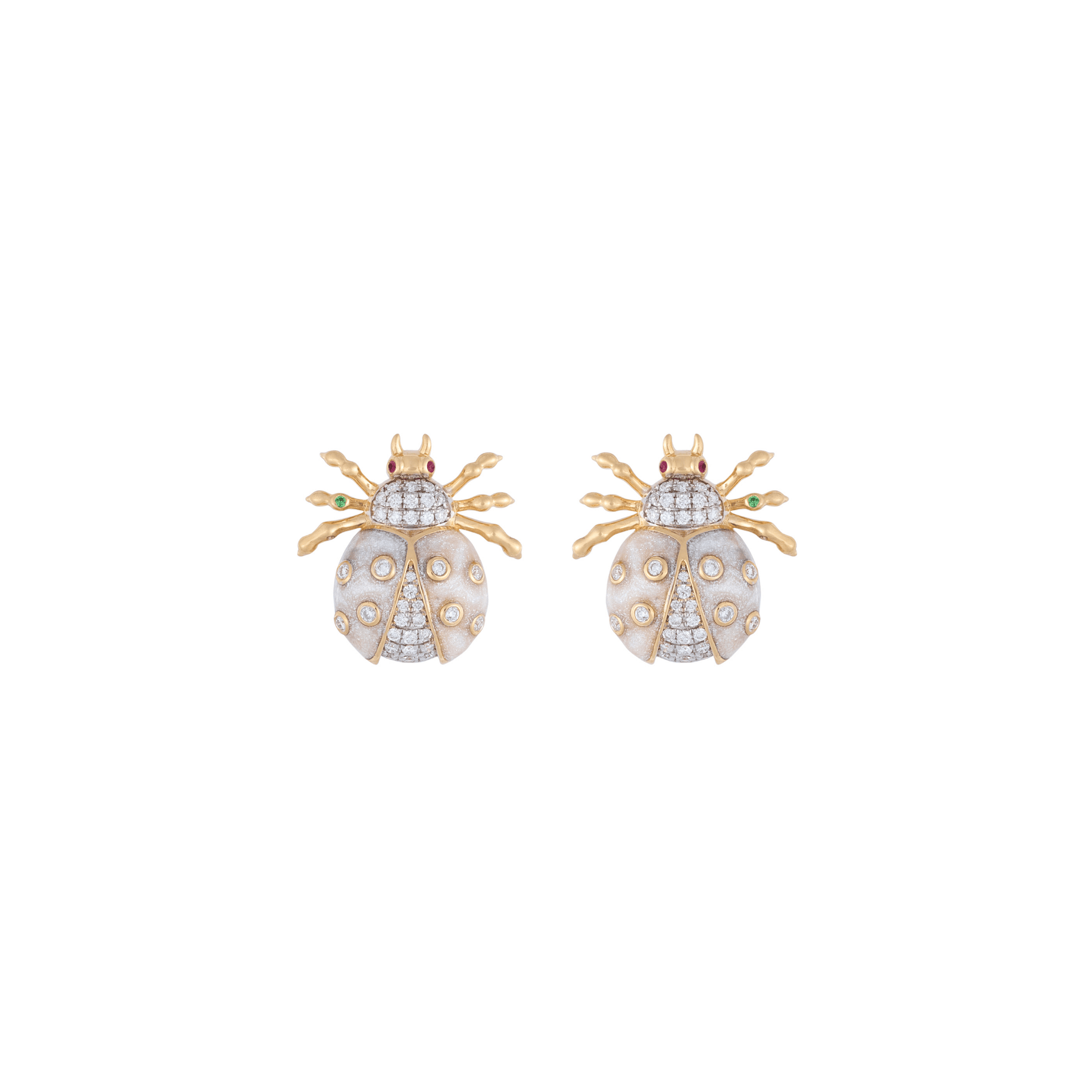 Ladybug Royal Pearl 18k Gold Diamond Studs