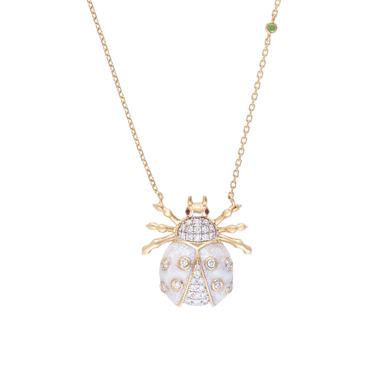 Royal Ladybug 18k Gold Diamond Necklace