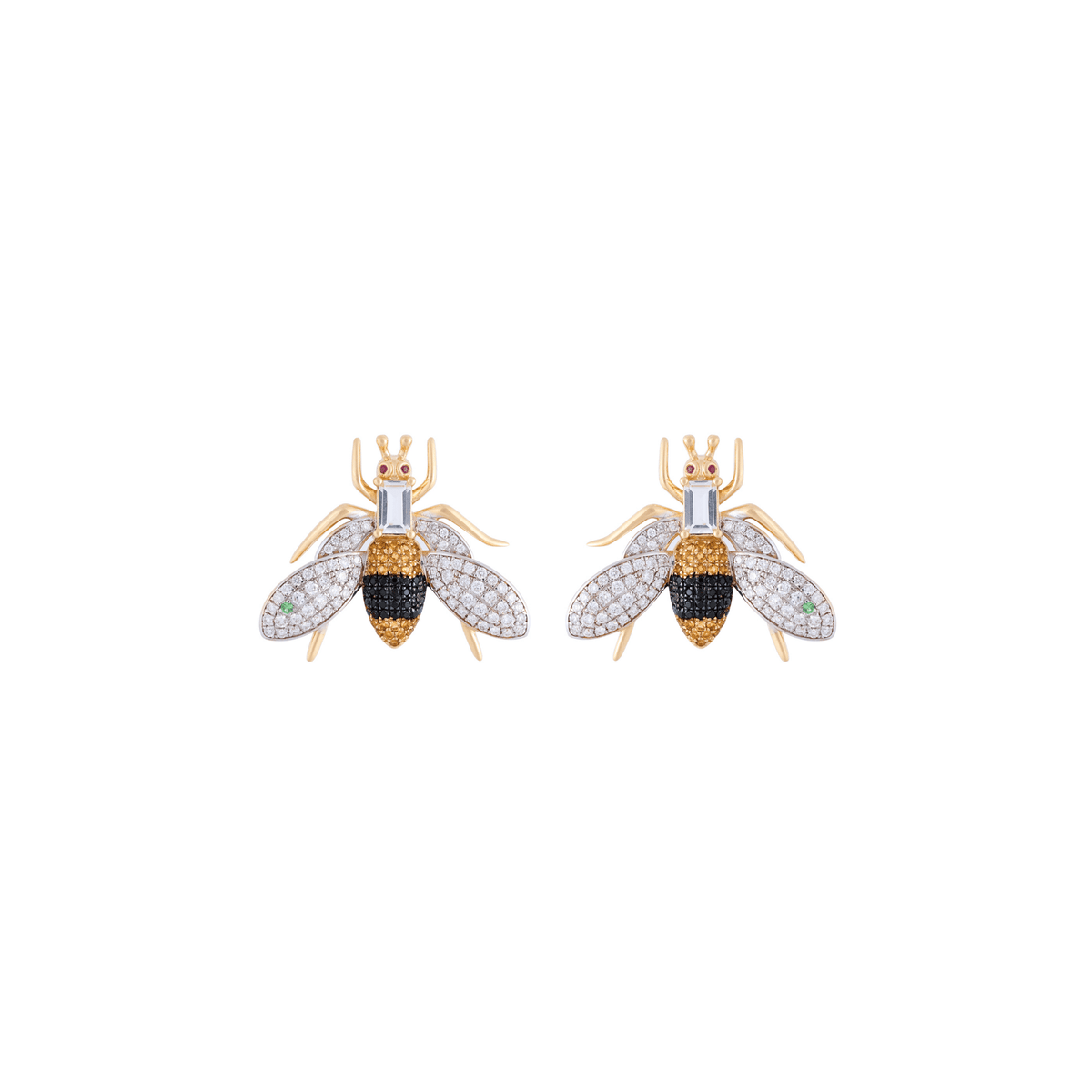 Vespula 18k Gold Yellow Topaz & Onyx Earrings