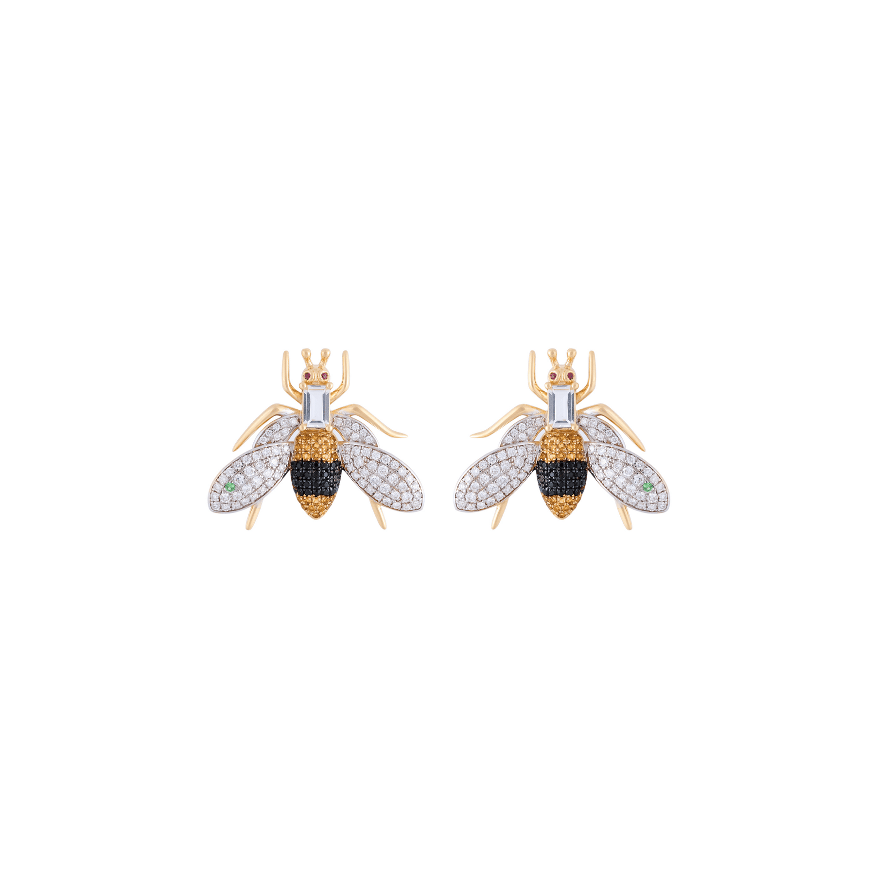 Vespula 18k Gold Yellow Topaz & Onyx Earrings