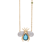 Abeja Real 18k Gold London Blue Topaz Necklace
