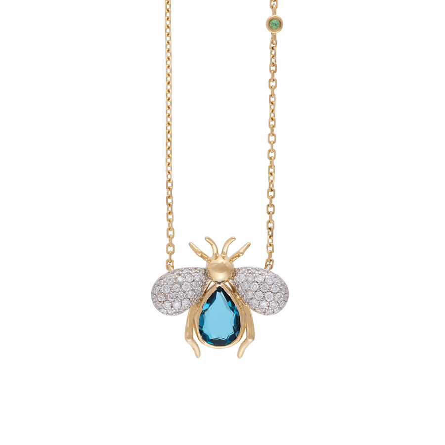 Abeja Real 18k Gold London Blue Topaz Necklace