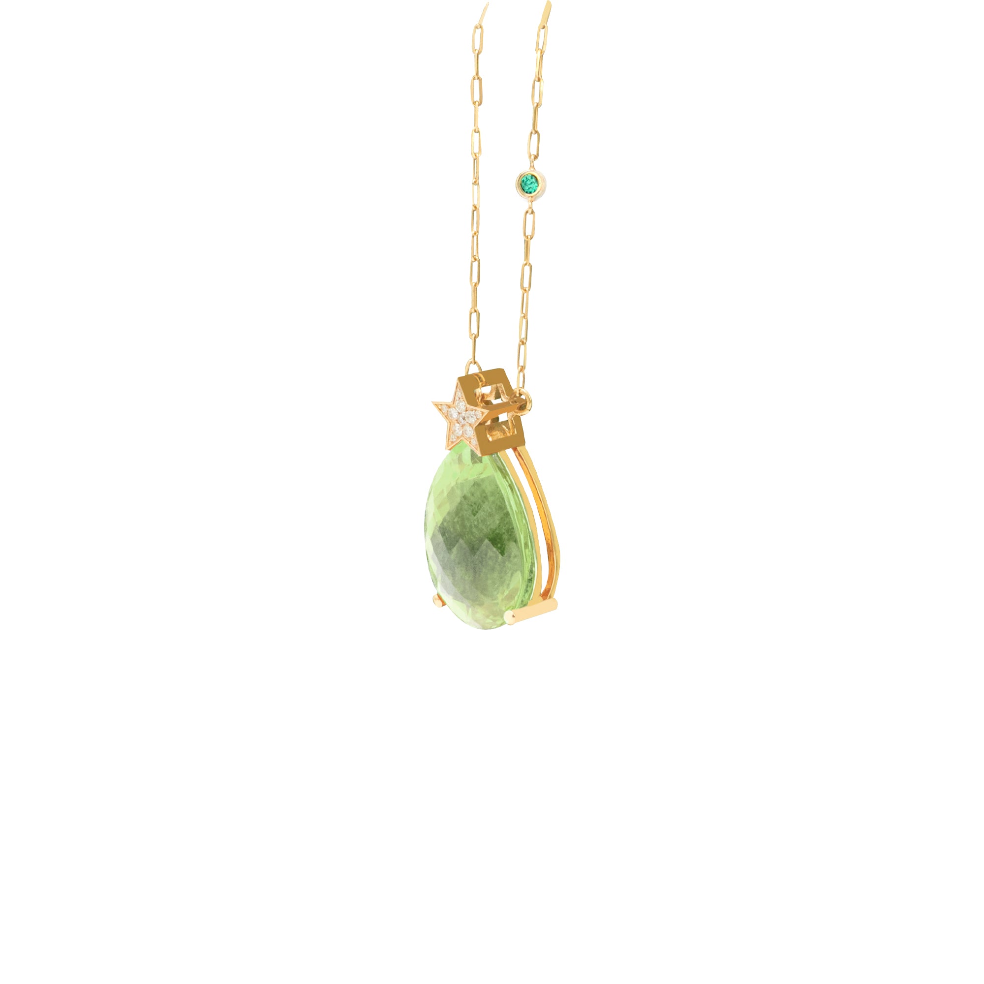 Hada One Star 18k Gold Green Amethyst Necklace
