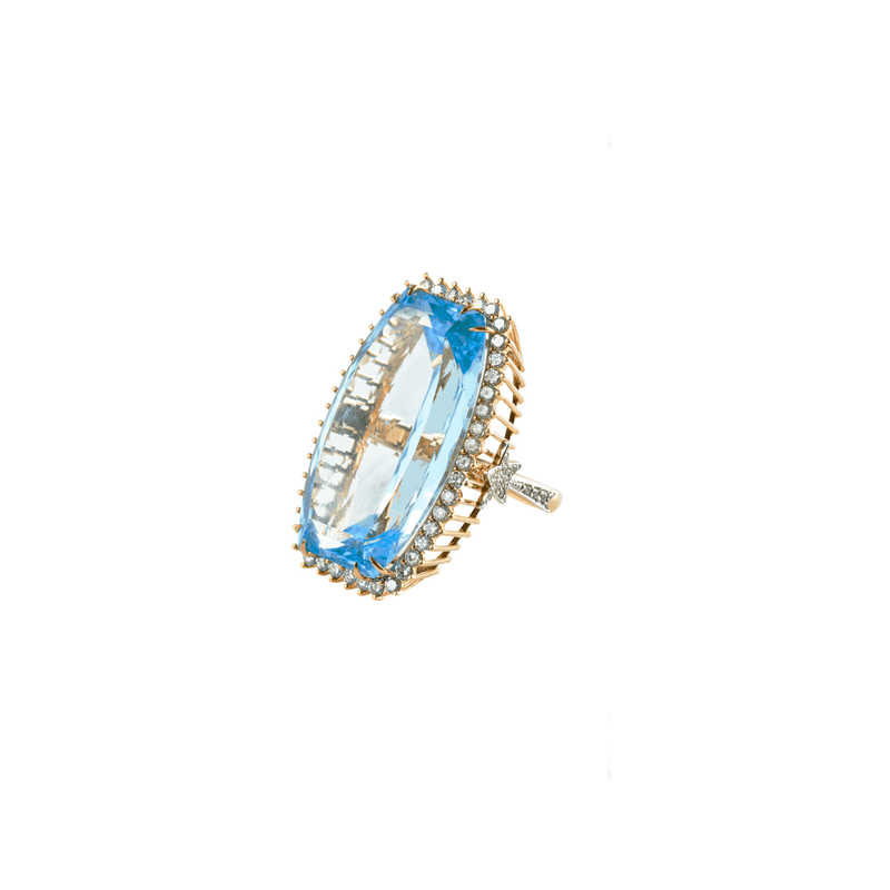 Cushion Rigel 18k Gold Swiss Blue Topaz Ring