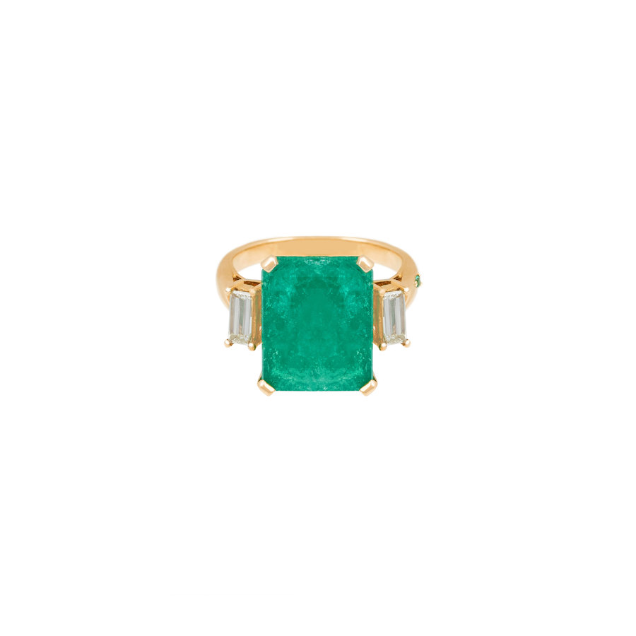 Zuben 18k Gold Emerald Diamond Ring